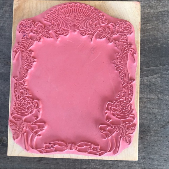 Stamps Happen, Inc. #80166 Rose Stem Frame Wood Rubber Stamp 5.5” x 4.5" Vintage - Picture 2 of 4